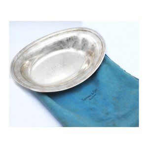 TIFFANY & Co. Makers Sterling Silver 925 Serving Platter Bowl Tray Deco Monogram
